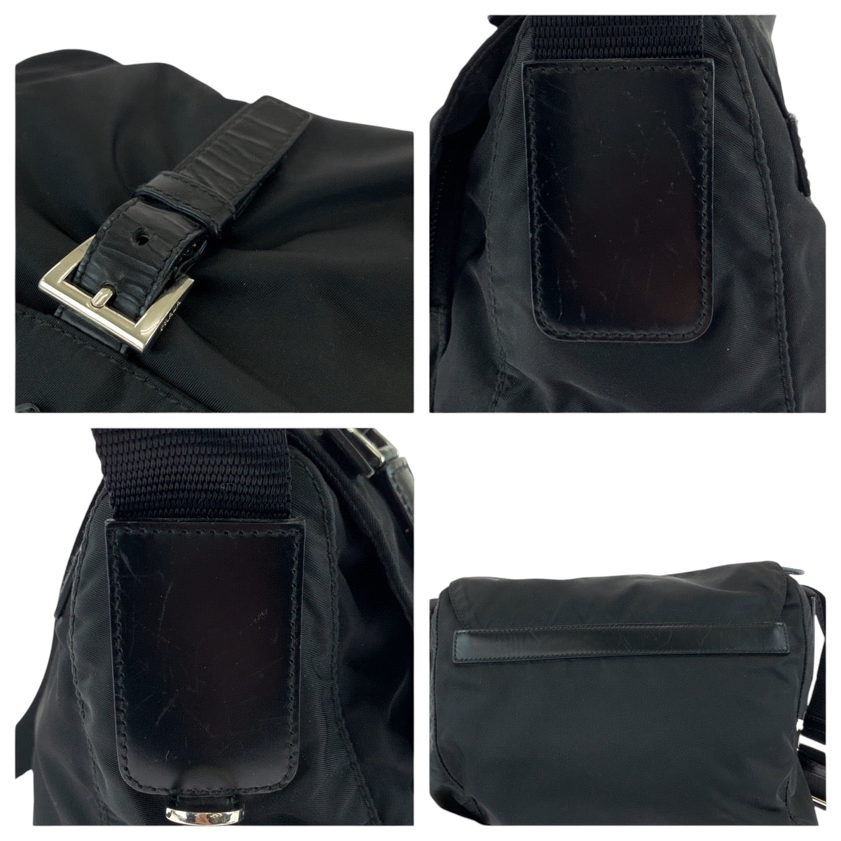 17163
PRADA プラダ テスート 三角ロゴプレート ブラック 黒 シルバー金具 ナイロン ショルダーバッグ ポシェット  メンズ ABP42