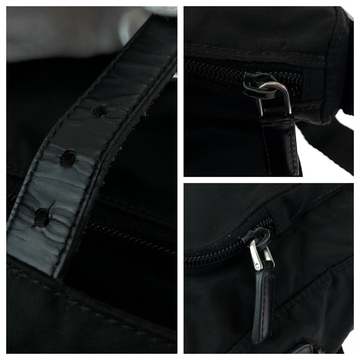 17163
PRADA プラダ テスート 三角ロゴプレート ブラック 黒 シルバー金具 ナイロン ショルダーバッグ ポシェット  メンズ ABP42