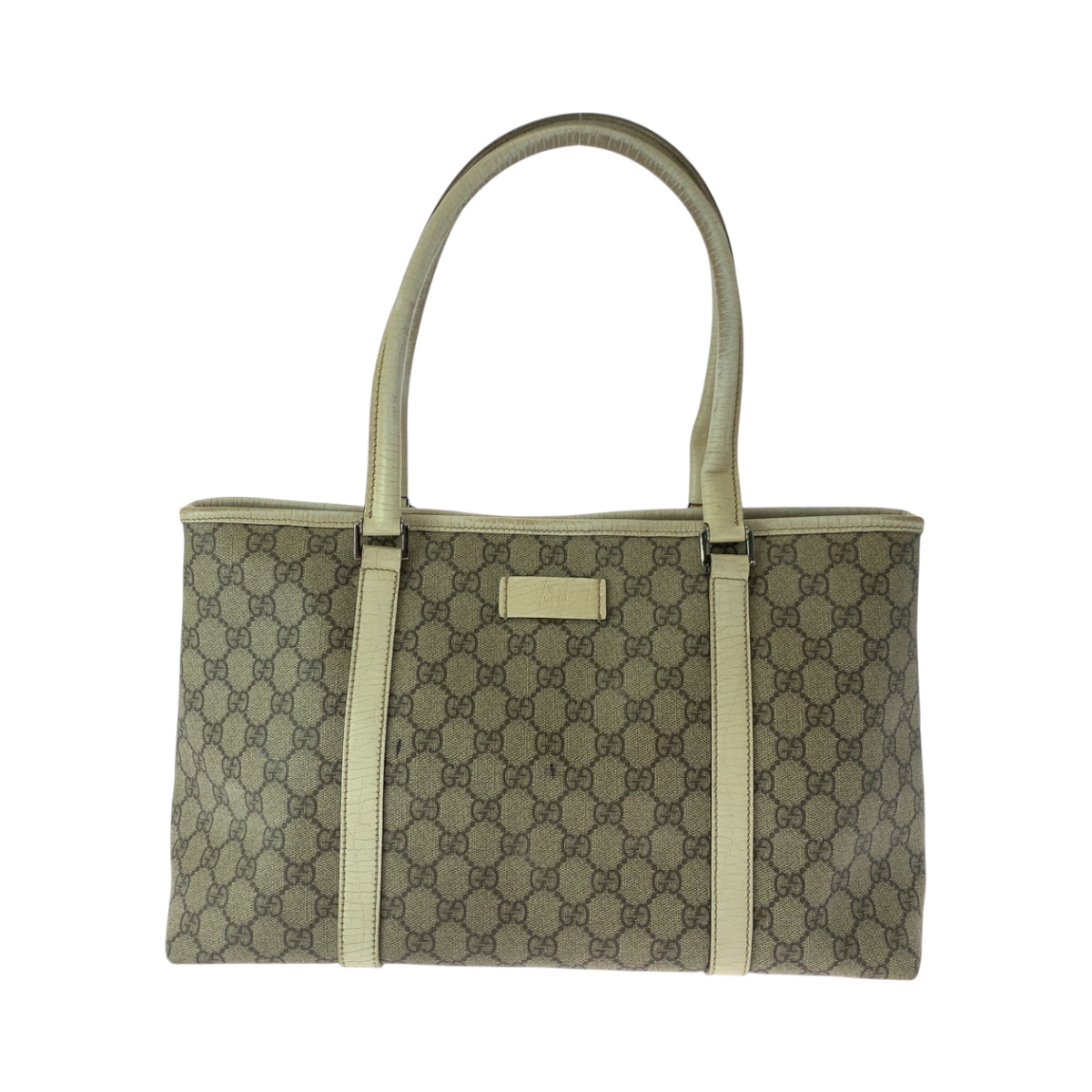 17165
GUCCI グッチ ベージュ アイボリー シルバー金具 GGスプリームキャンバス 114695 トートバッグ ショルダーバッグ  レディース AB28