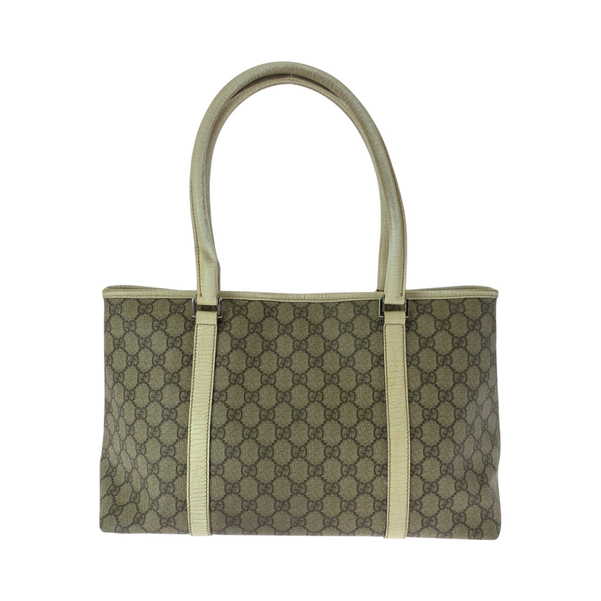 17165
GUCCI グッチ ベージュ アイボリー シルバー金具 GGスプリームキャンバス 114695 トートバッグ ショルダーバッグ  レディース AB28