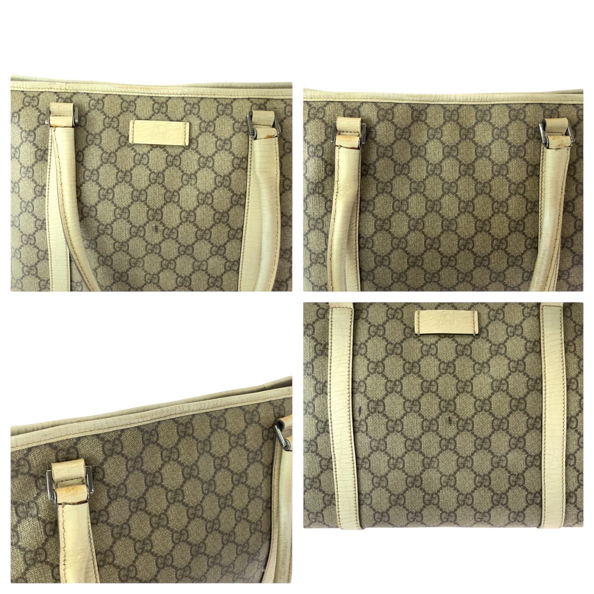 17165
GUCCI グッチ ベージュ アイボリー シルバー金具 GGスプリームキャンバス 114695 トートバッグ ショルダーバッグ  レディース AB28