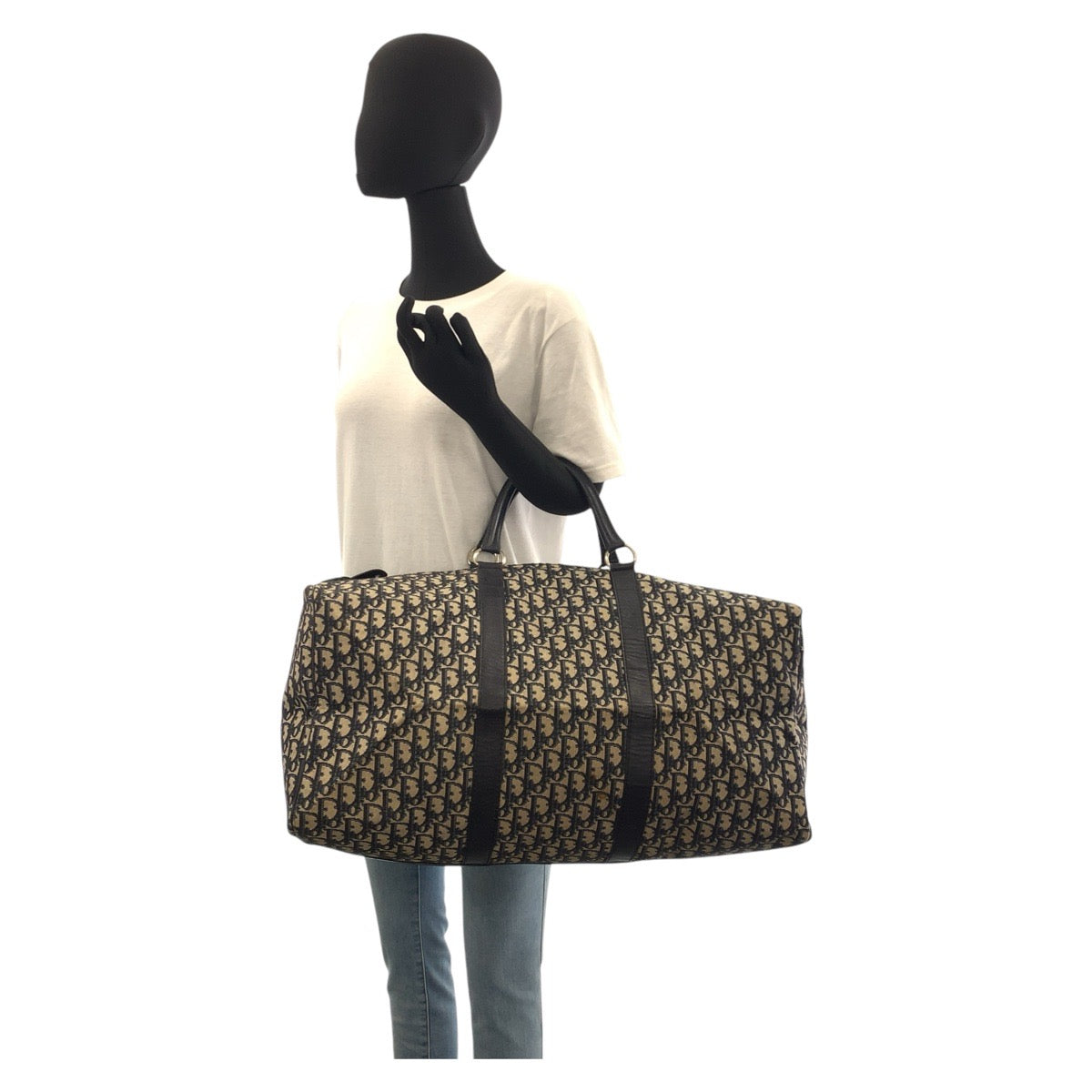 17166
Dior ディオール ヴィンテージ トロッター ネイビー シルバー金具 キャンバス / レザー ボストンバッグ  レディース AB56