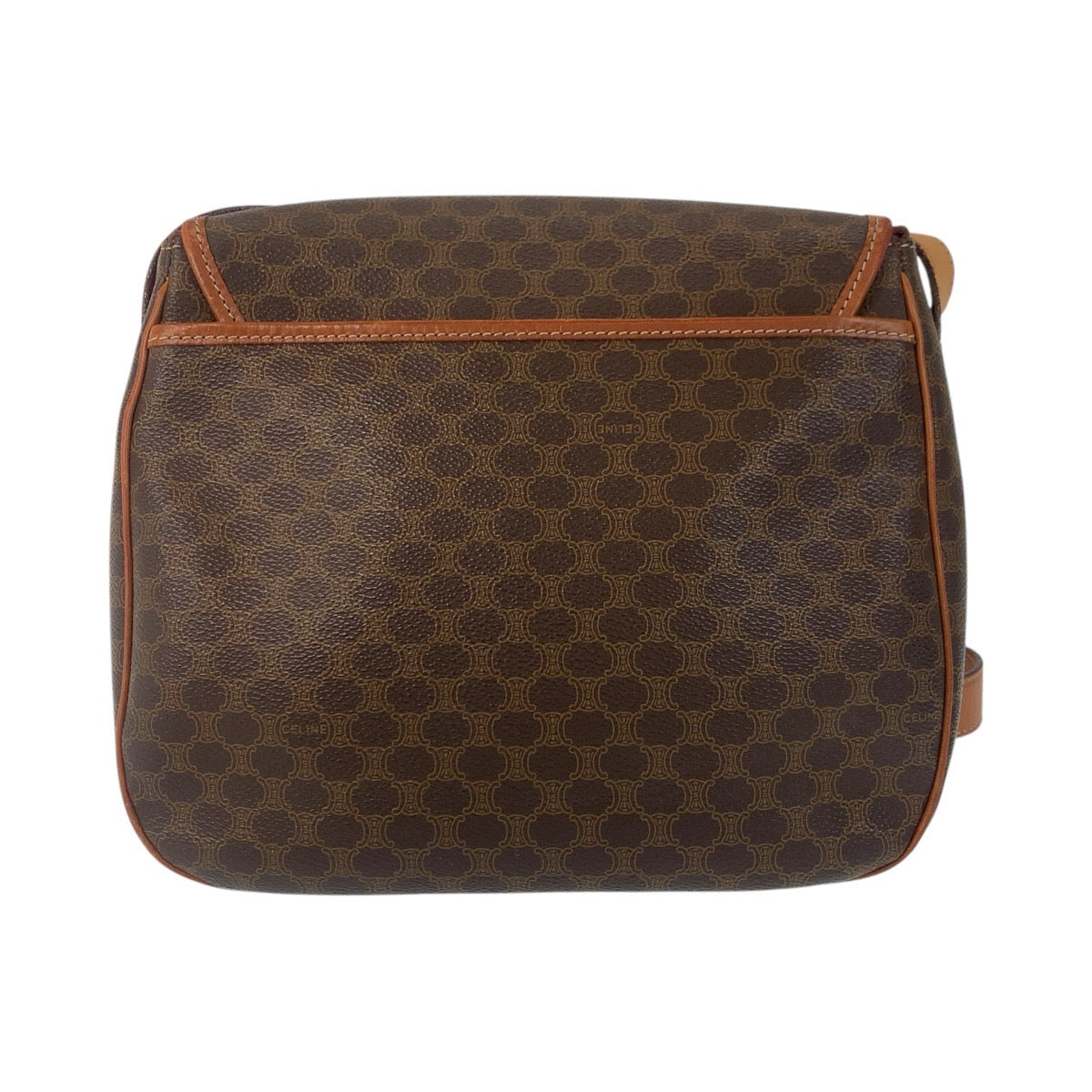 17167
CELINE セリーヌ ヴィンテージ マカダム サークルロゴ金具 ブラウン ゴールド金具 PVC / レザー JMB11 ショルダーバッグ メッセンジャーバッグ  レディース AB40