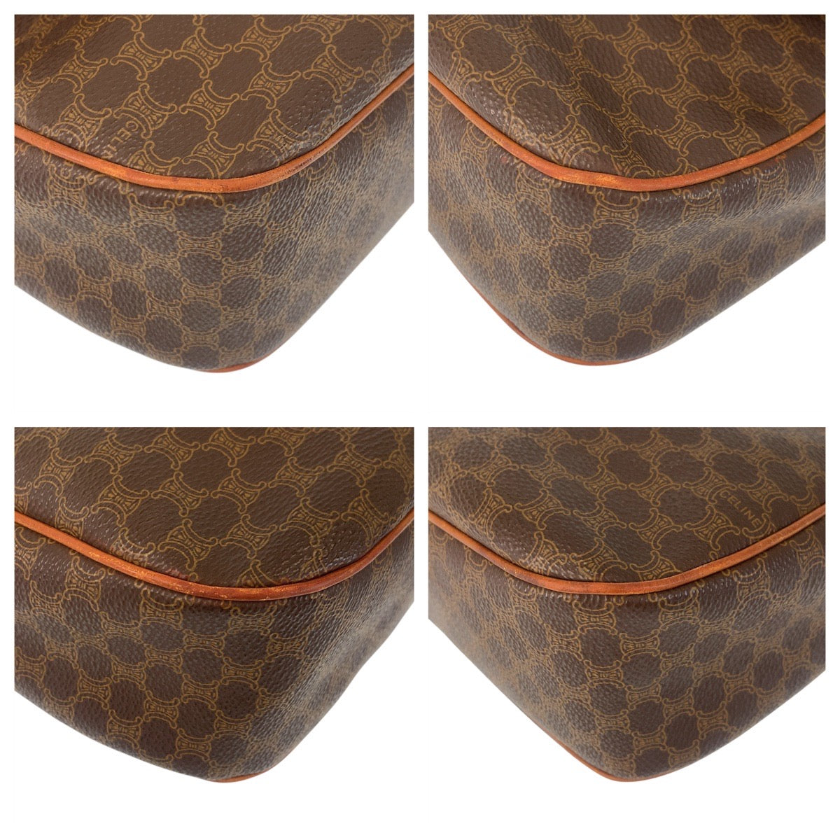 17167
CELINE セリーヌ ヴィンテージ マカダム サークルロゴ金具 ブラウン ゴールド金具 PVC / レザー JMB11 ショルダーバッグ メッセンジャーバッグ  レディース AB40