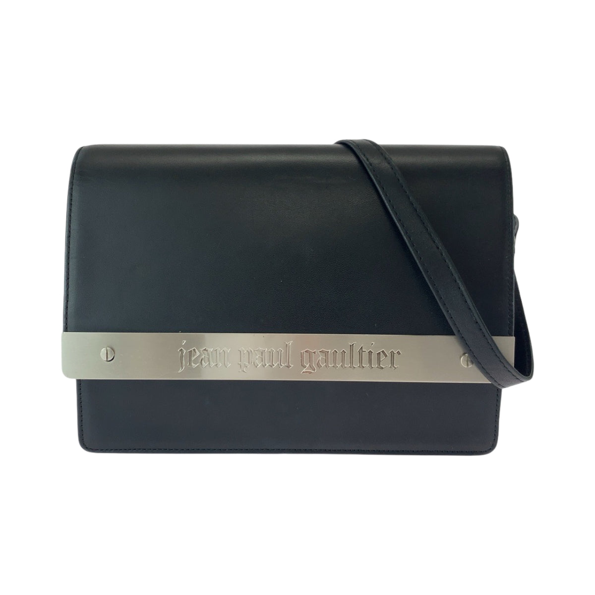 17168
Jean Paul Gaultier ジャンポール ゴルチェ ロゴ ブラック 黒 シルバー金具 レザー ショルダーバッグ ポシェット  レディース