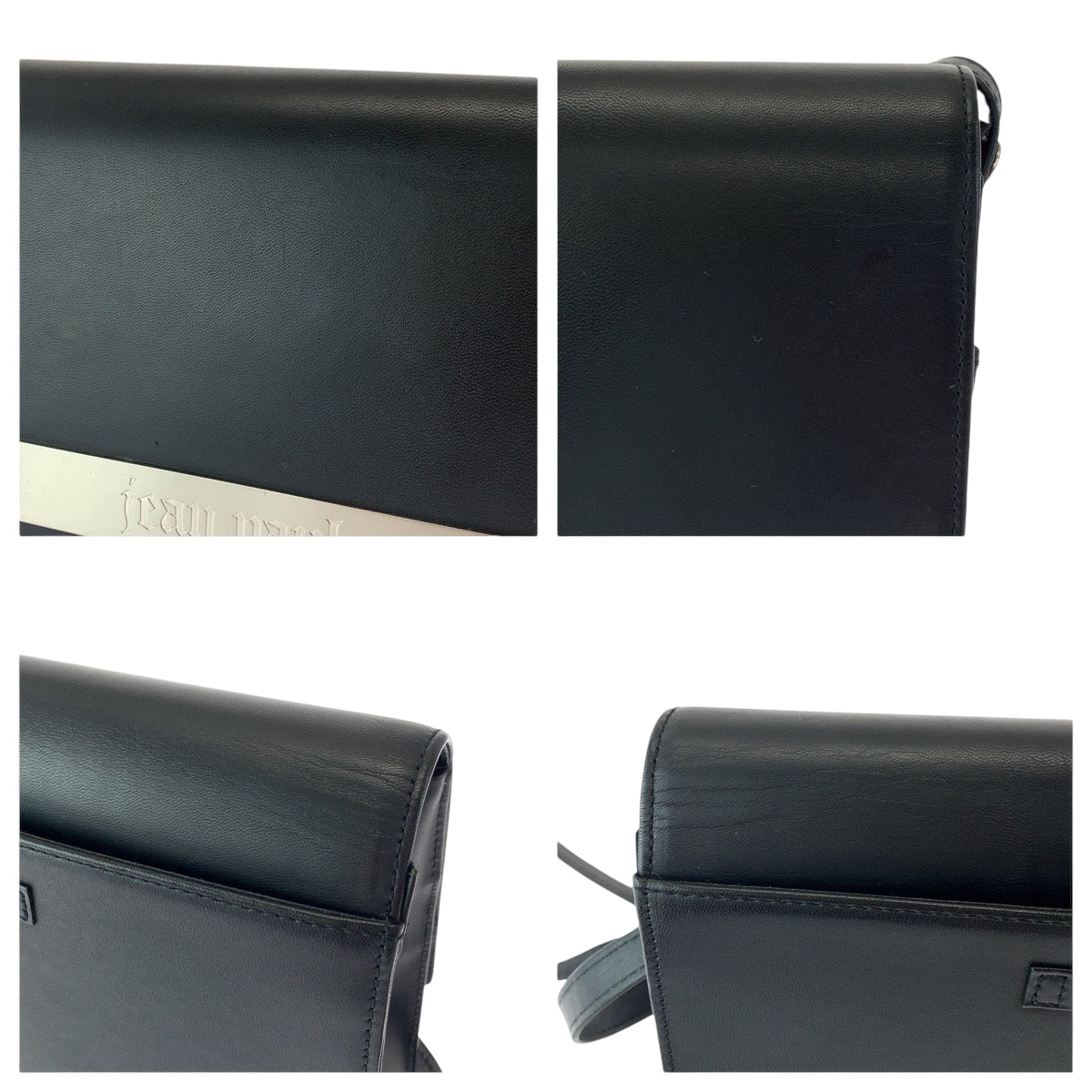 17168
Jean Paul Gaultier ジャンポール ゴルチェ ロゴ ブラック 黒 シルバー金具 レザー ショルダーバッグ ポシェット  レディース