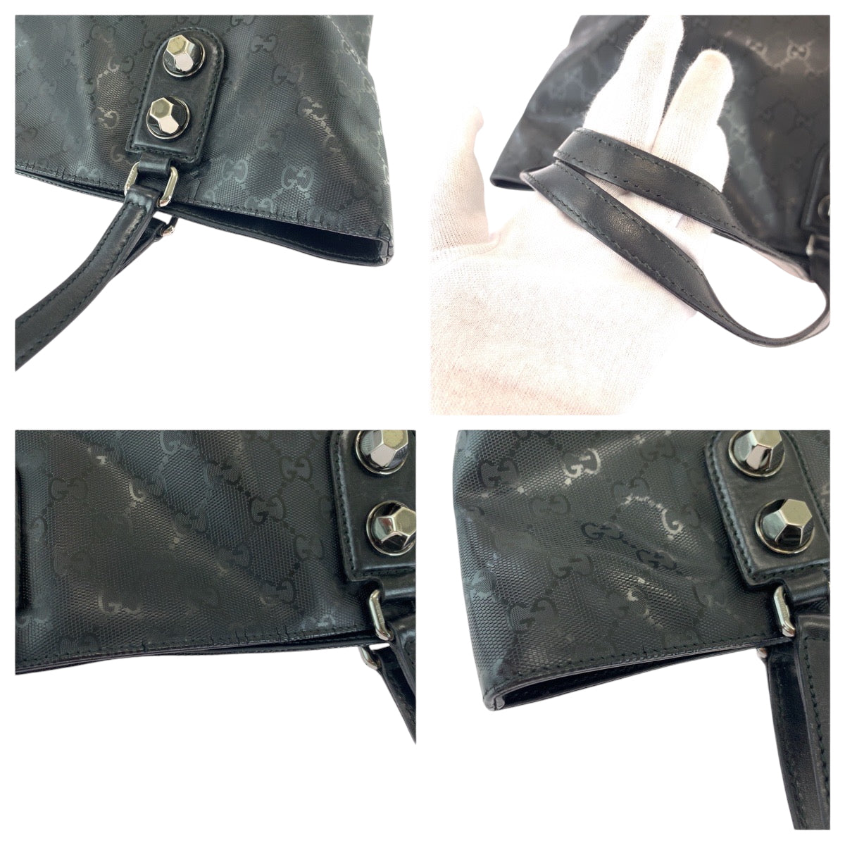 17169
GUCCI グッチ GGインプリメ ブラック 黒 シルバー金具 PVC 229848 トートバッグ ショルダーバッグ  メンズ AB32
