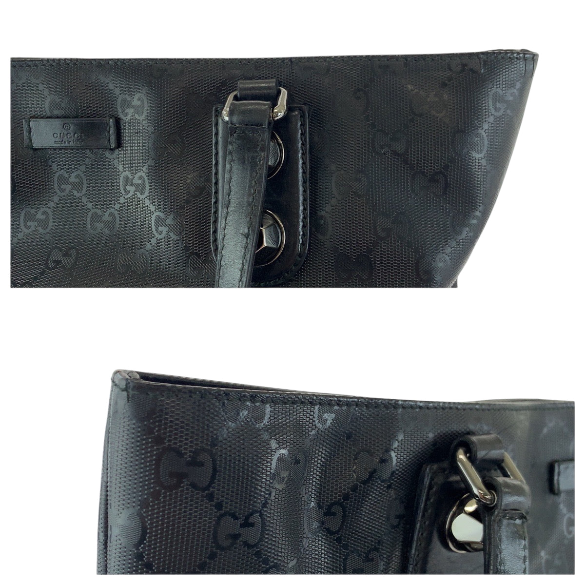 17169
GUCCI グッチ GGインプリメ ブラック 黒 シルバー金具 PVC 229848 トートバッグ ショルダーバッグ  メンズ AB32