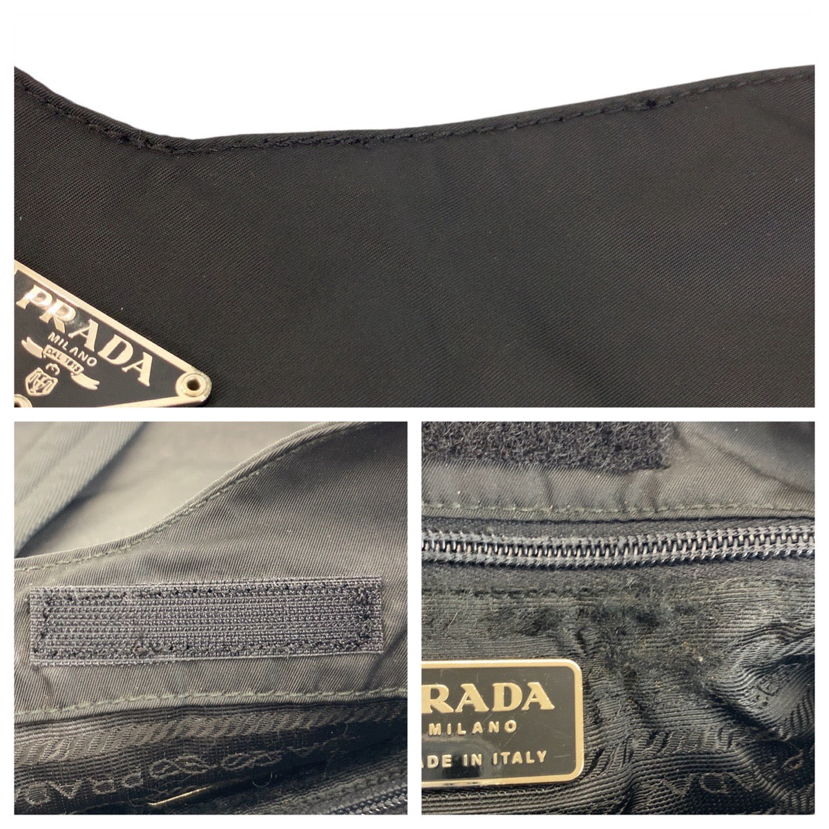 17170
PRADA プラダ テスート 三角ロゴプレート ブラック 黒 シルバー金具 ナイロン ショルダーバッグ メッセンジャーバッグ  レディース AB39