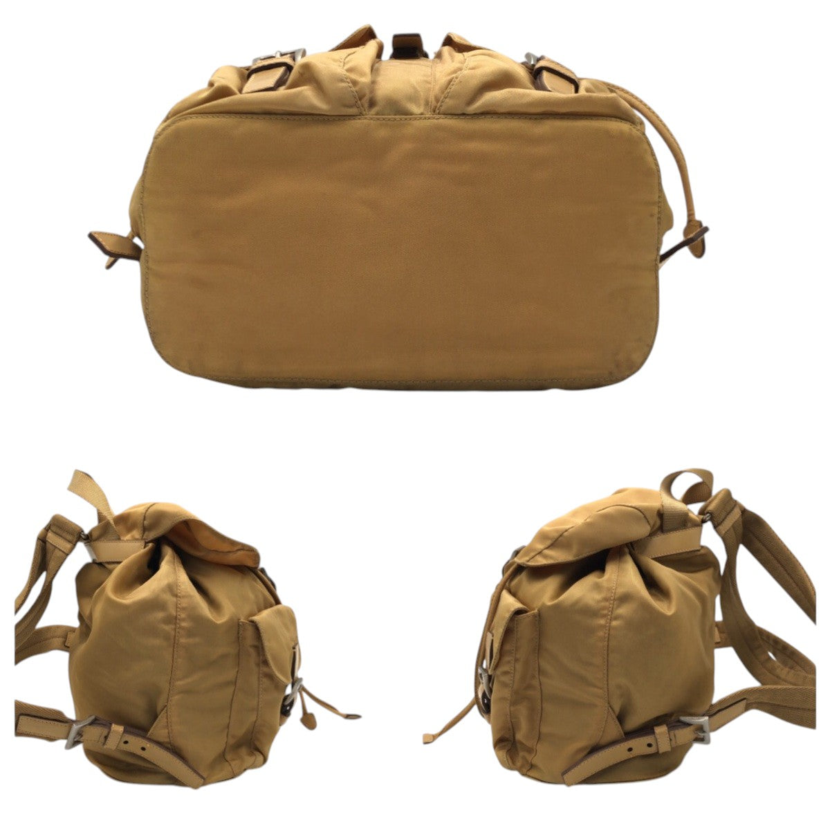 17172
PRADA プラダ テスート 三角ロゴ ブラウン キャメル シルバー金具 ナイロン リュック デイパック リュックサック バックパック 男女兼用 レディース ABP