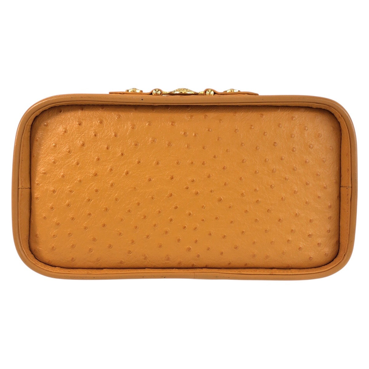 17175
VERSACE ヴェルサーチ ヴィンテージ サンバースト 型押し イエロー ゴールド金具 レザー ハンドバッグ バニティバッグ  レディース A75