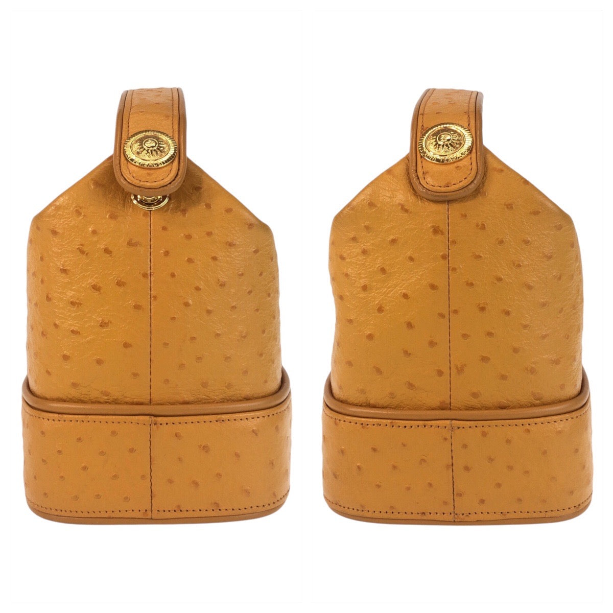 17175
VERSACE ヴェルサーチ ヴィンテージ サンバースト 型押し イエロー ゴールド金具 レザー ハンドバッグ バニティバッグ  レディース A75