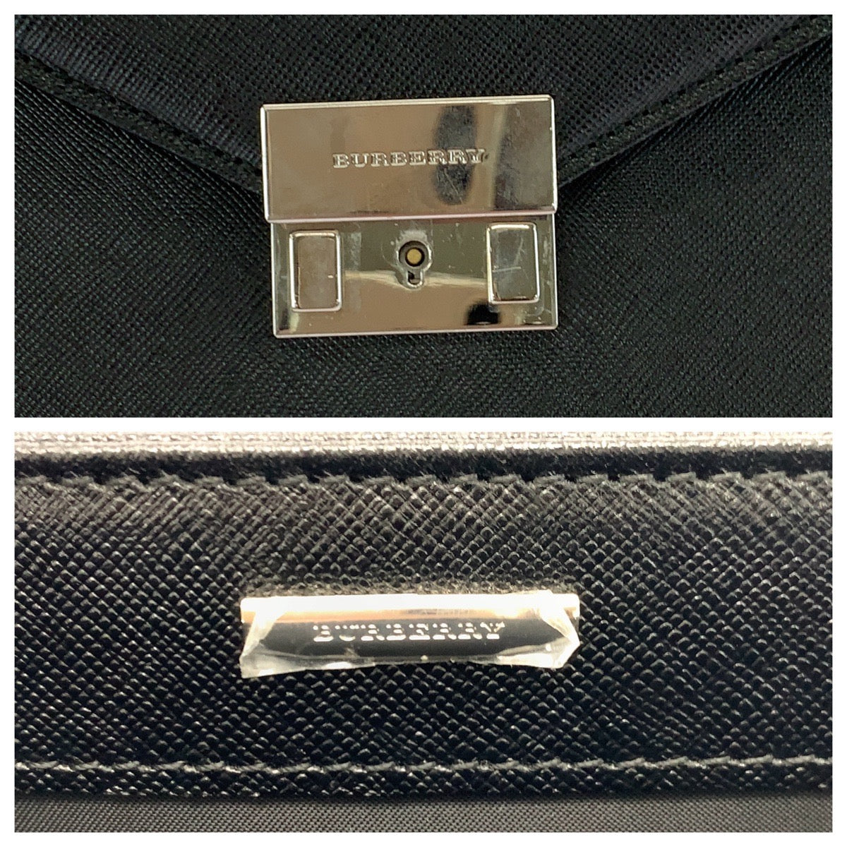 17176
BURBERRY バーバリー ブラック 黒 シルバー金具 レザー ビジネスバッグ ブリーフケース  メンズ