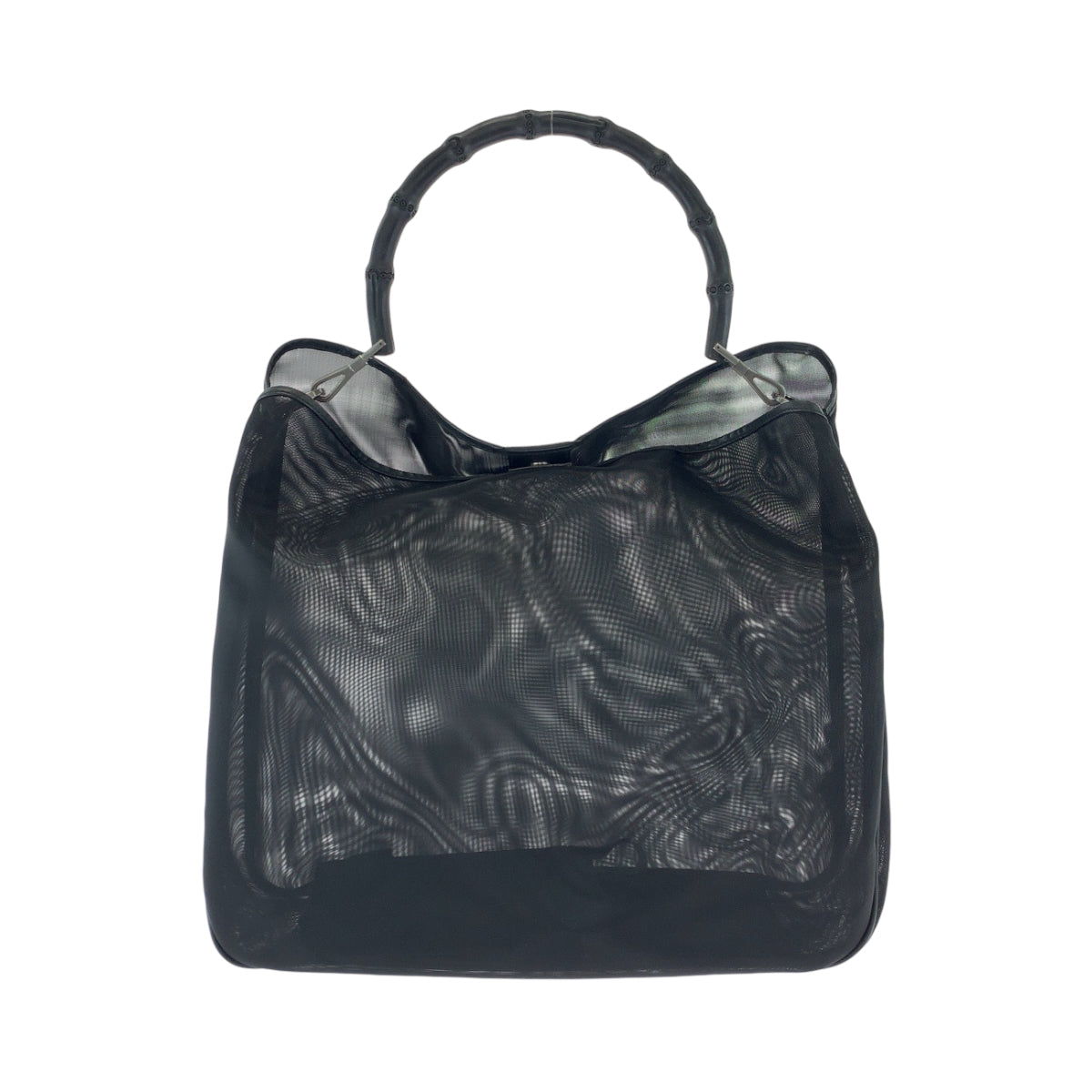 17177
GUCCI グッチ バンブー メッシュ ブラック 黒 シルバー金具 ナイロン 001 3303 トートバッグ ショルダーバッグ  レディース