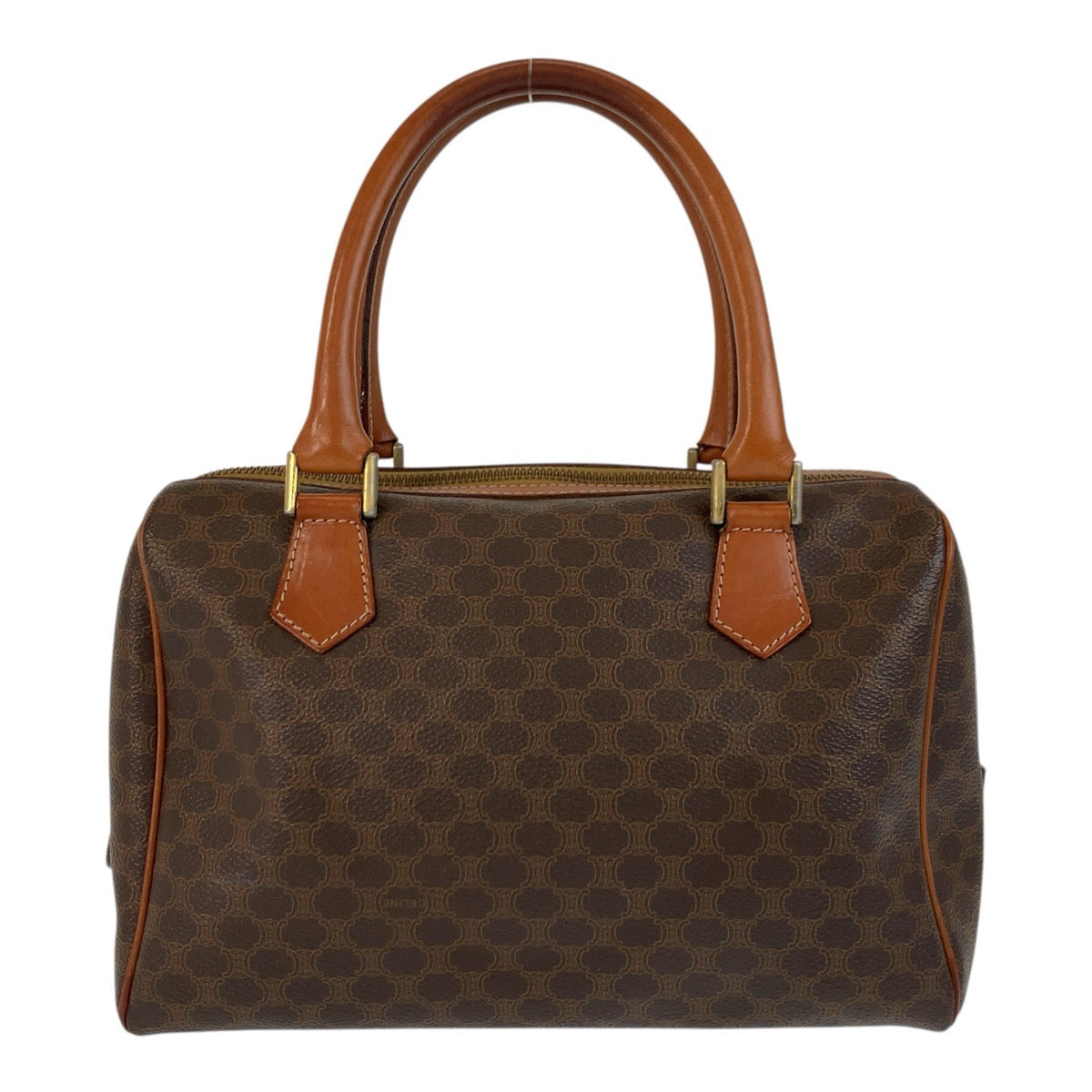 17180
CELINE セリーヌ マカダム ブラウン ゴールド金具 PVC / レザー M13 ハンドバッグ ボストンバッグ  レディース AB33
