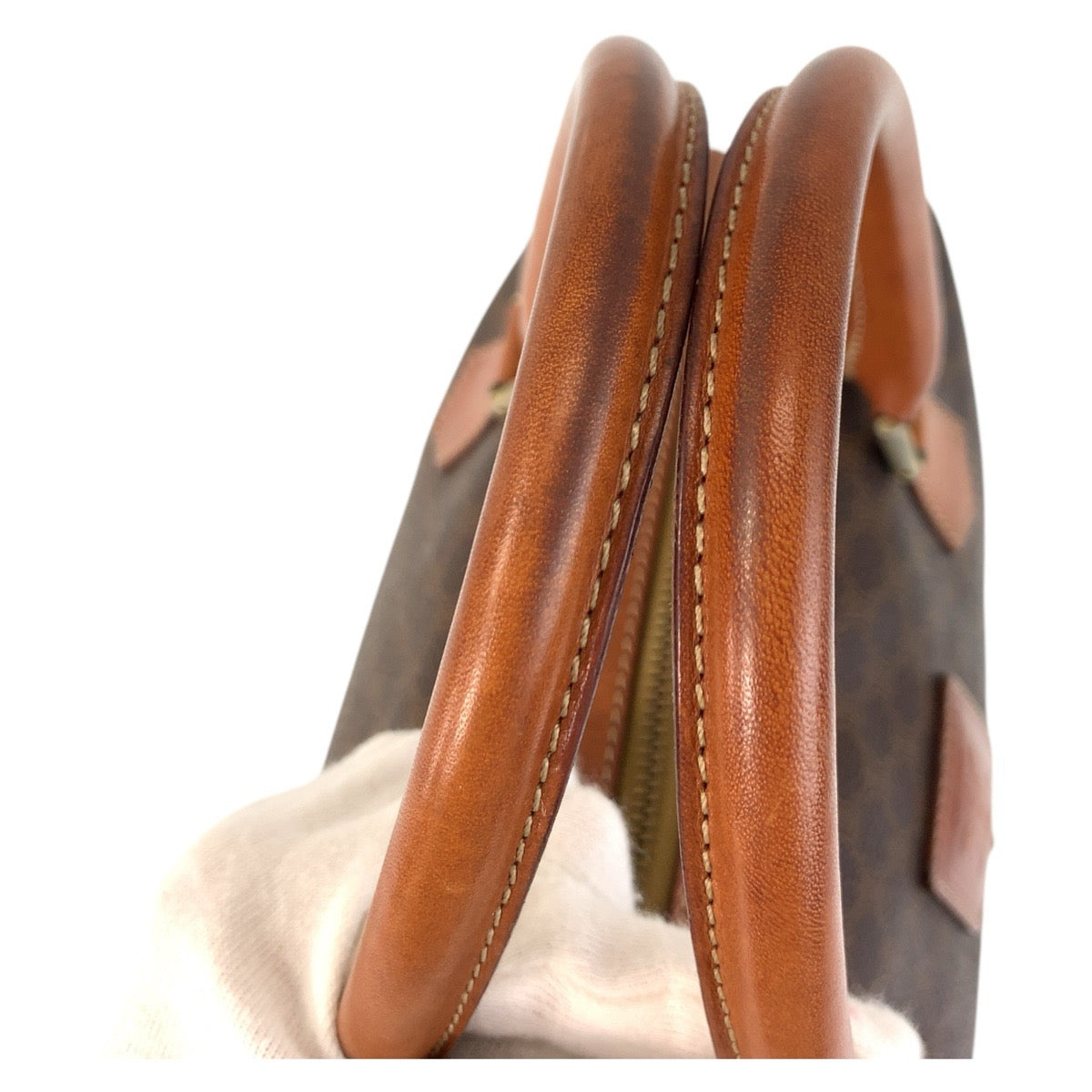 17180
CELINE セリーヌ マカダム ブラウン ゴールド金具 PVC / レザー M13 ハンドバッグ ボストンバッグ  レディース AB33