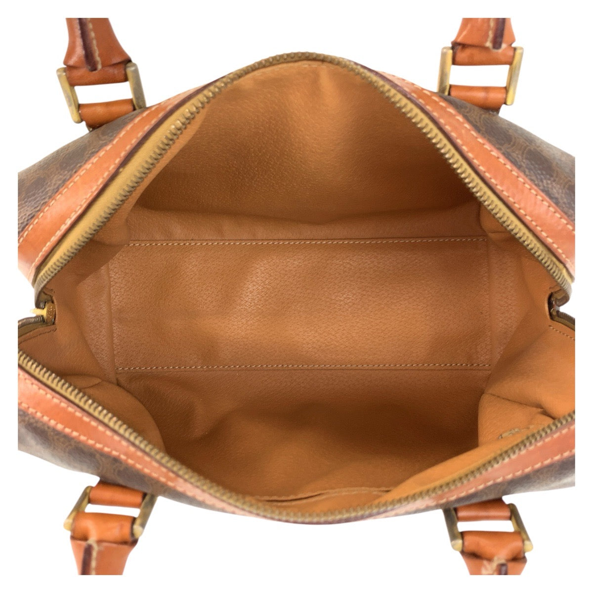 17180
CELINE セリーヌ マカダム ブラウン ゴールド金具 PVC / レザー M13 ハンドバッグ ボストンバッグ  レディース AB33
