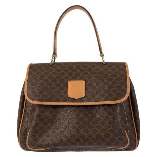 17181
CELINE セリーヌ ヴィンテージ マカダム ブラウン ゴールド金具 PVC / レザー M14 ハンドバッグ レディース ABP36