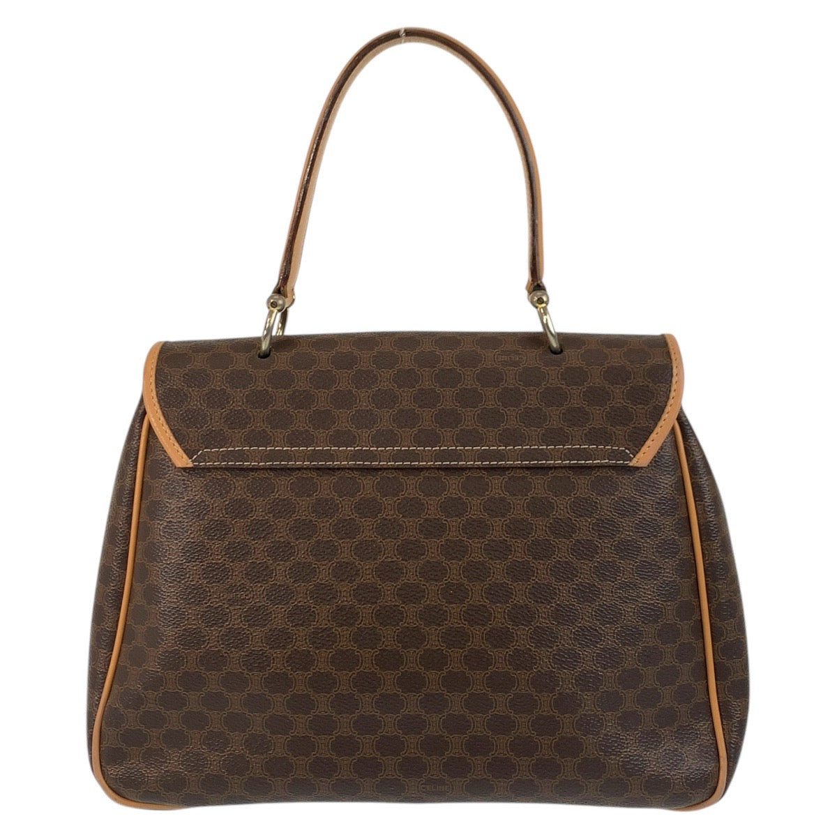 17181
CELINE セリーヌ ヴィンテージ マカダム ブラウン ゴールド金具 PVC / レザー M14 ハンドバッグ レディース ABP36