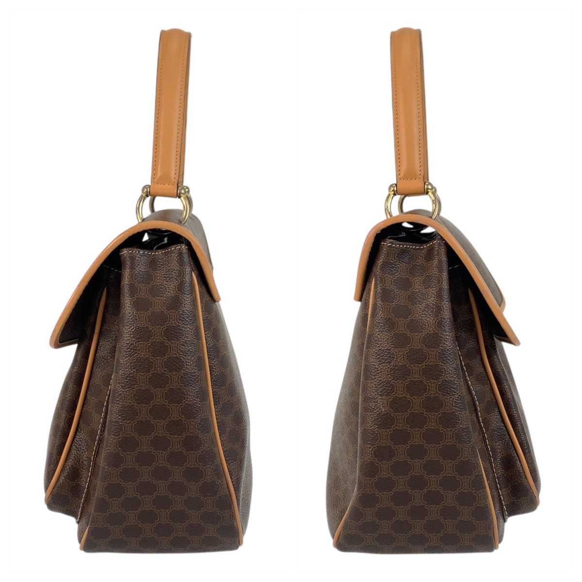 17181
CELINE セリーヌ ヴィンテージ マカダム ブラウン ゴールド金具 PVC / レザー M14 ハンドバッグ レディース ABP36