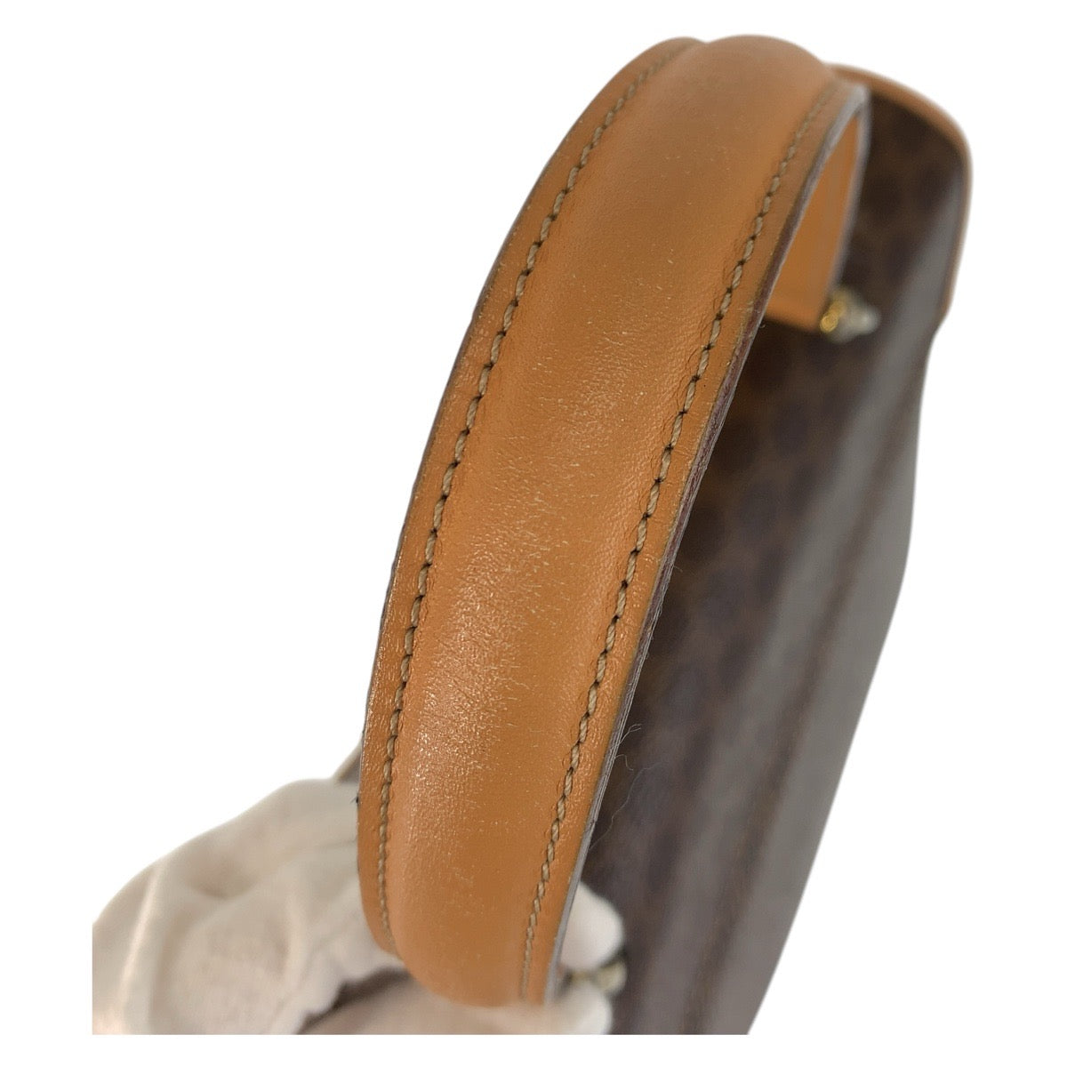 17181
CELINE セリーヌ ヴィンテージ マカダム ブラウン ゴールド金具 PVC / レザー M14 ハンドバッグ レディース ABP36