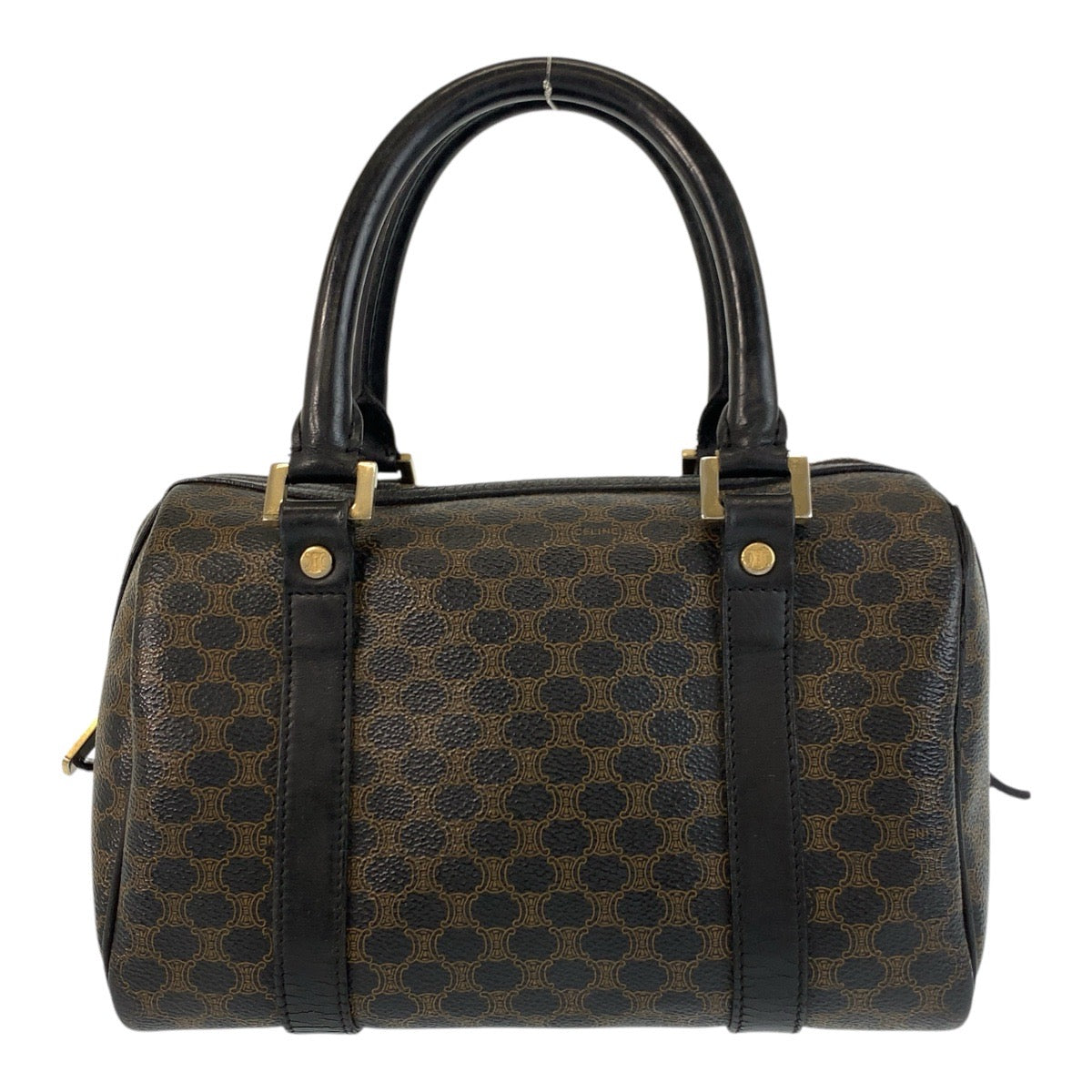 17182
CELINE セリーヌ マカダム ブラウン ブラック ゴールド金具 PVC / レザー CE00/23 ハンドバッグ ボストンバッグ  レディース