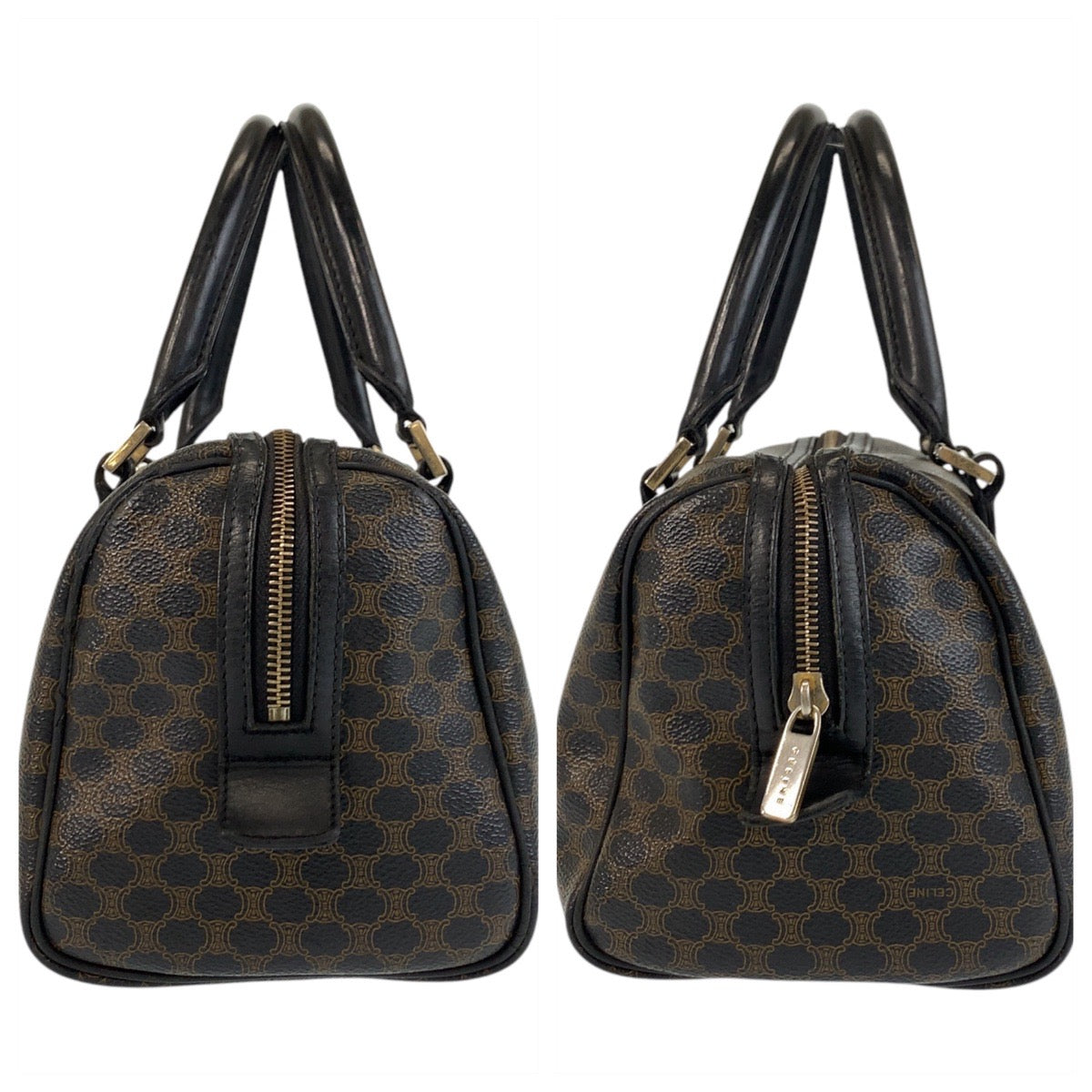 17182
CELINE セリーヌ マカダム ブラウン ブラック ゴールド金具 PVC / レザー CE00/23 ハンドバッグ ボストンバッグ  レディース