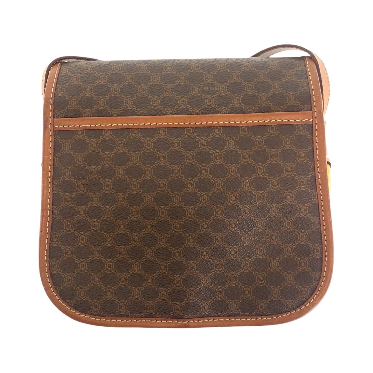 17183
CELINE セリーヌ マカダム ブラウン ゴールド金具 PVC / レザー ショルダーバッグ ポシェット  レディース AB38