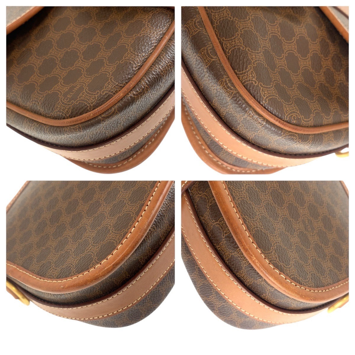 17183
CELINE セリーヌ マカダム ブラウン ゴールド金具 PVC / レザー ショルダーバッグ ポシェット  レディース AB38