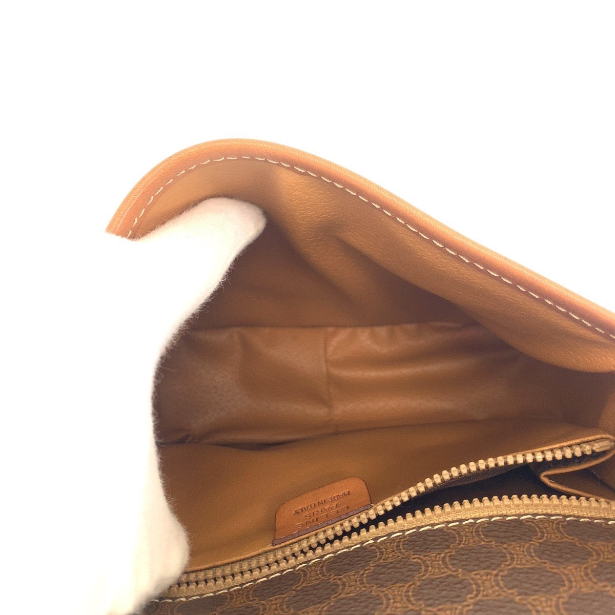 17183
CELINE セリーヌ マカダム ブラウン ゴールド金具 PVC / レザー ショルダーバッグ ポシェット  レディース AB38