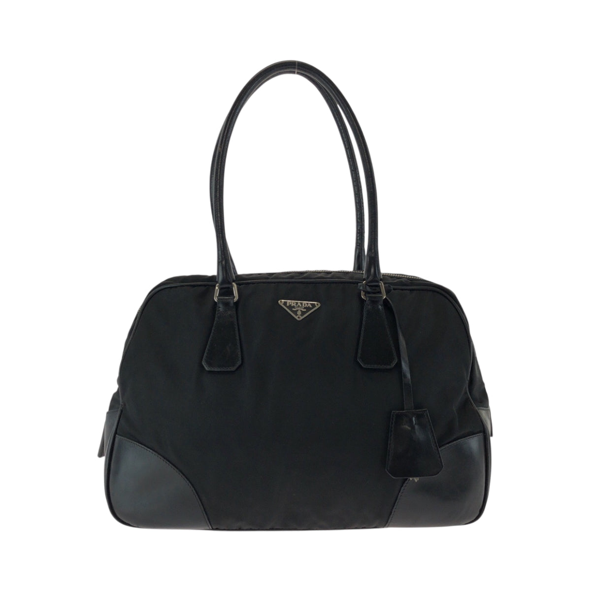 17185
PRADA プラダ テスート 三角ロゴプレート ブラック 黒 シルバー金具 ナイロン トートバッグ ショルダーバッグ  レディース ABP40