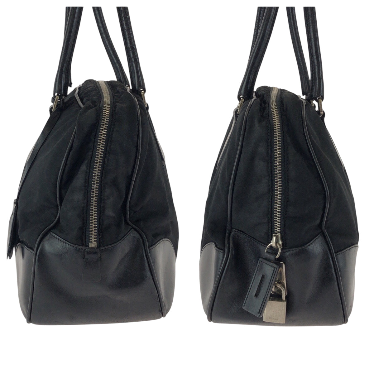17185
PRADA プラダ テスート 三角ロゴプレート ブラック 黒 シルバー金具 ナイロン トートバッグ ショルダーバッグ  レディース ABP40