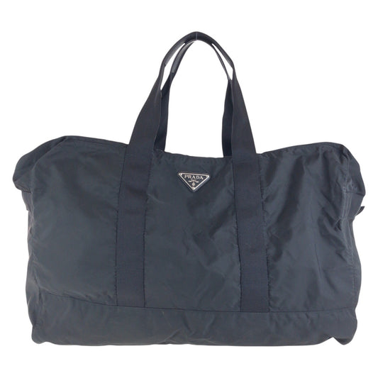 17186
PRADA プラダ テスート 三角ロゴプレート ブラック 黒 シルバー金具 ナイロン ボストンバッグ 男女兼用  メンズ AB42