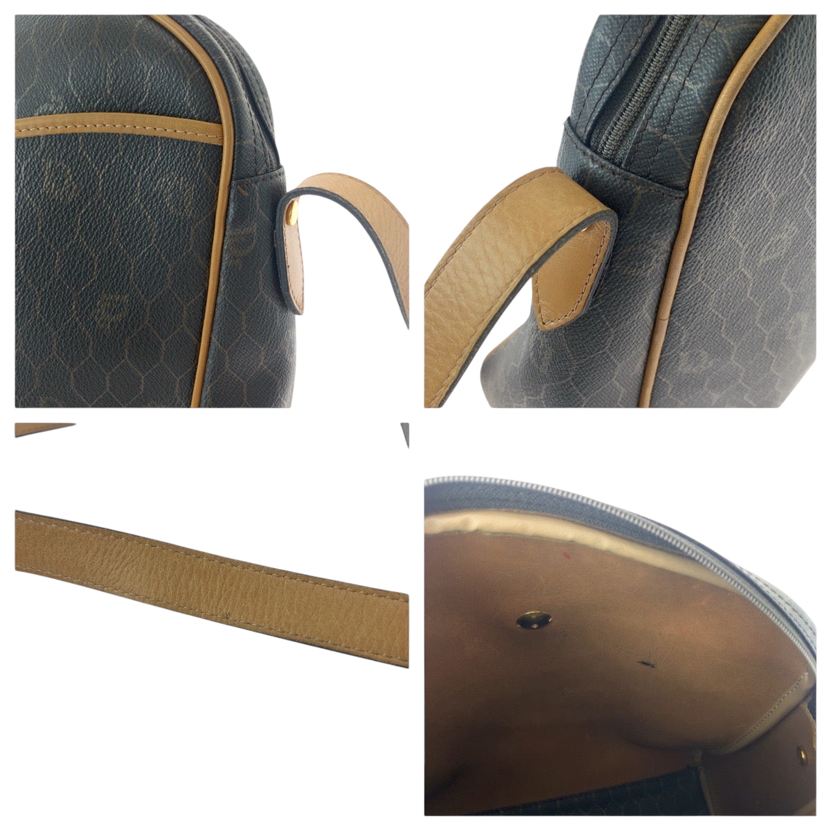 17187
Dior ディオール ヴィンテージ ハニカム柄 ブラウン ゴールド金具 PVC ショルダーバッグ ポシェット  レディース ABP32