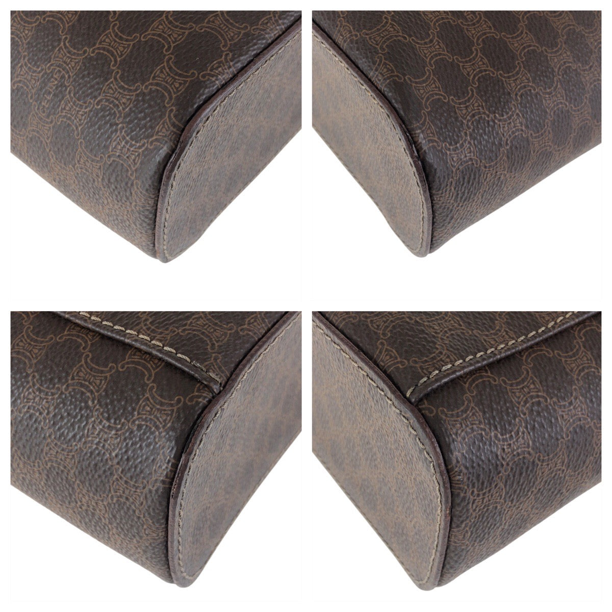 17190
CELINE セリーヌ マカダム ブラウン ゴールド金具 PVC / レザー M93 ハンドバッグ バニティバッグ  レディース AB34