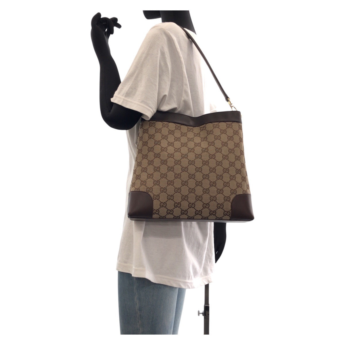 17191
GUCCI グッチ ブラウン ゴールド金具 GGキャンバス / レザー 001 4231 ショルダーバッグ  レディース ABP