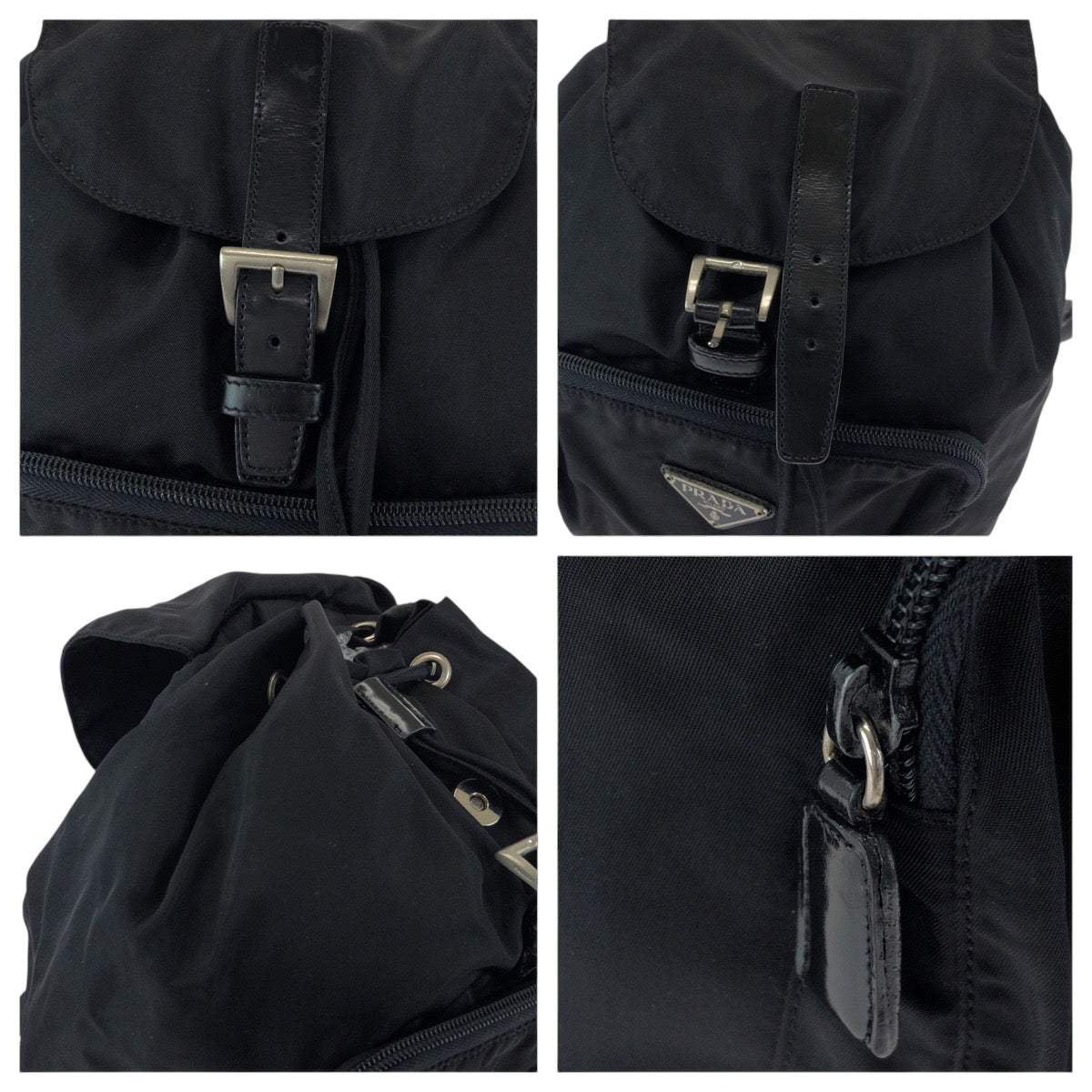 17192
PRADA プラダ テスート 三角ロゴプレート ブラック 黒 シルバー金具 ナイロン BZ5827 リュックサック バックパック  レディース ABP46