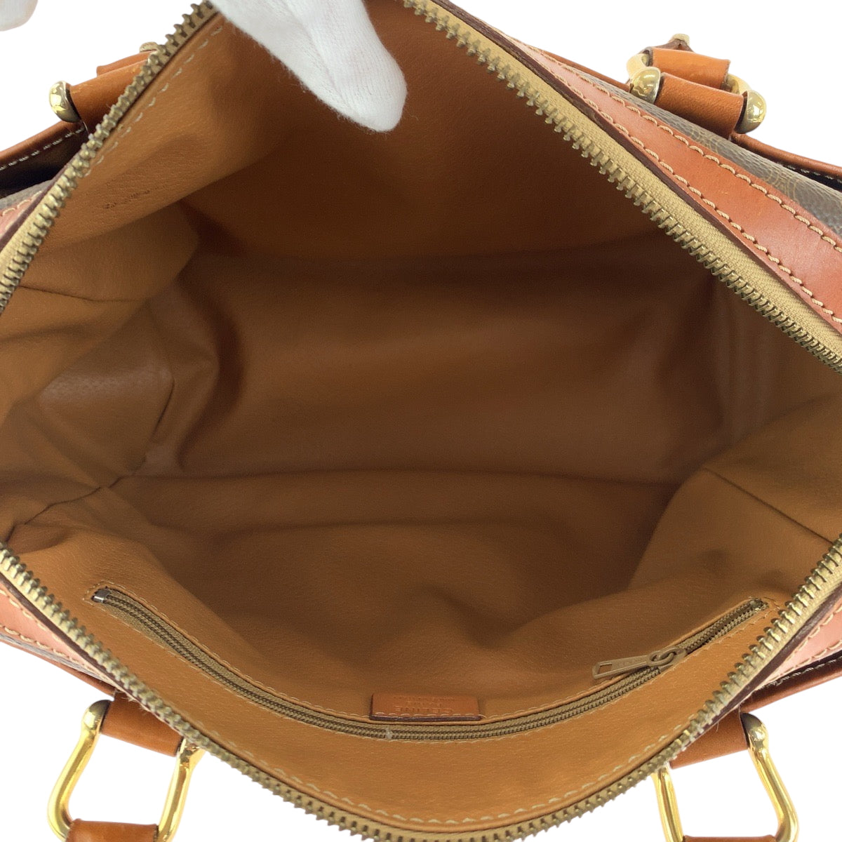 17193
CELINE セリーヌ マカダム ブラウン ゴールド金具 PVC ハンドバッグ  レディース AB38