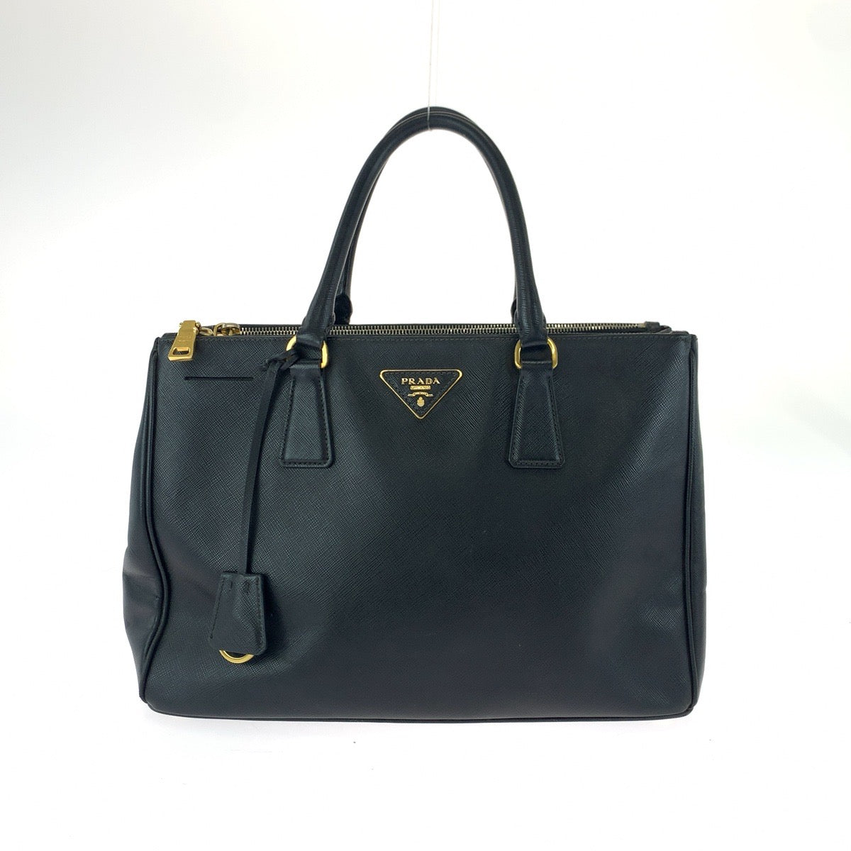 17194
PRADA プラダ ガレリア 三角ロゴプレート ブラック 黒 ゴールド金具 レザー BN2274 ハンドバッグ トートバッグ  レディース AB50