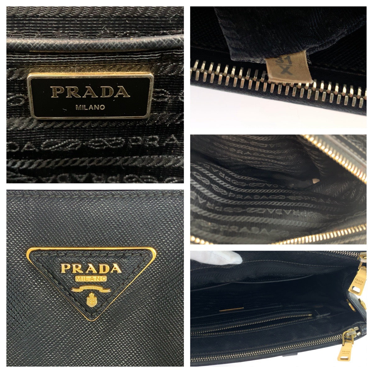 17194
PRADA プラダ ガレリア 三角ロゴプレート ブラック 黒 ゴールド金具 レザー BN2274 ハンドバッグ トートバッグ  レディース AB50