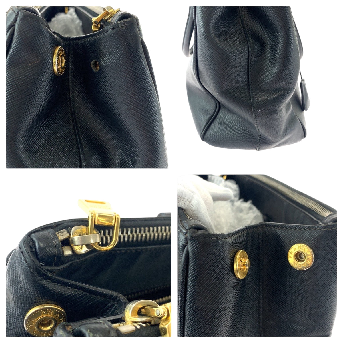17194
PRADA プラダ ガレリア 三角ロゴプレート ブラック 黒 ゴールド金具 レザー BN2274 ハンドバッグ トートバッグ  レディース AB50