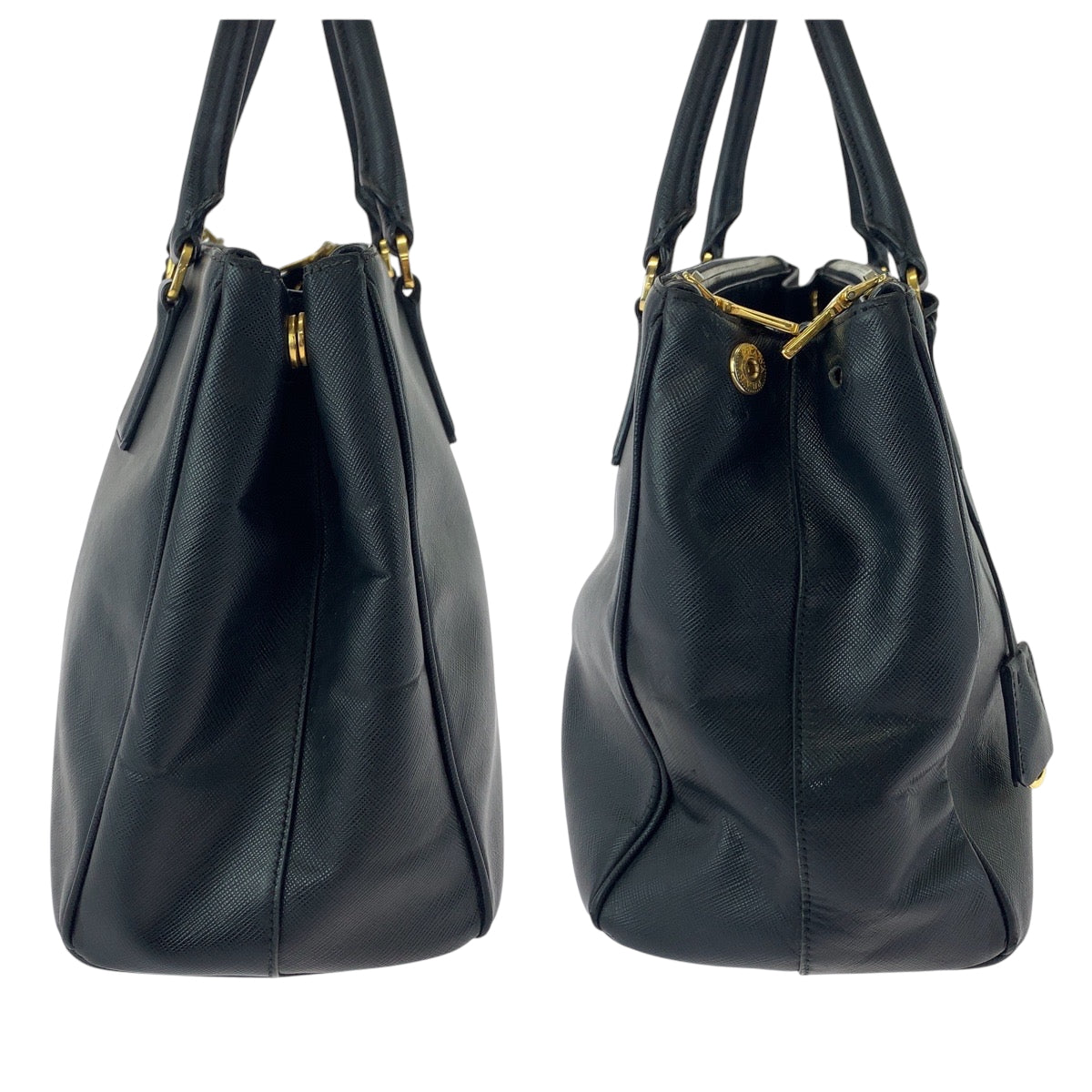 17194
PRADA プラダ ガレリア 三角ロゴプレート ブラック 黒 ゴールド金具 レザー BN2274 ハンドバッグ トートバッグ  レディース AB50
