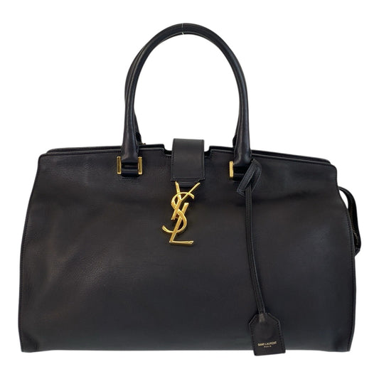 17195
SAINT LAURENT PARIS サンローランパリ YSL スモールカバス ブラック 黒 ゴールド金具 レザー ハンドバッグ トートバッグ  レディース