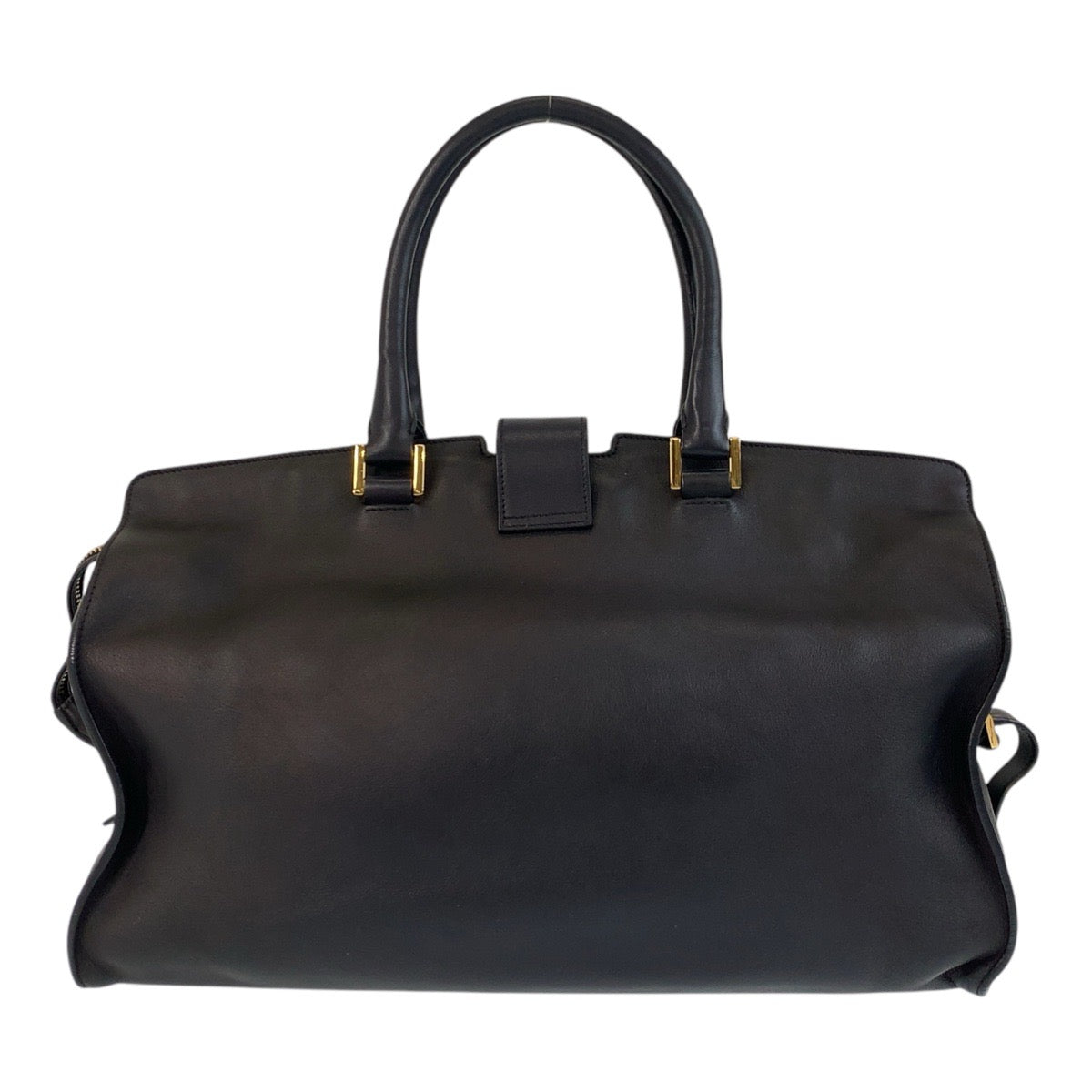 17195
SAINT LAURENT PARIS サンローランパリ YSL スモールカバス ブラック 黒 ゴールド金具 レザー ハンドバッグ トートバッグ  レディース