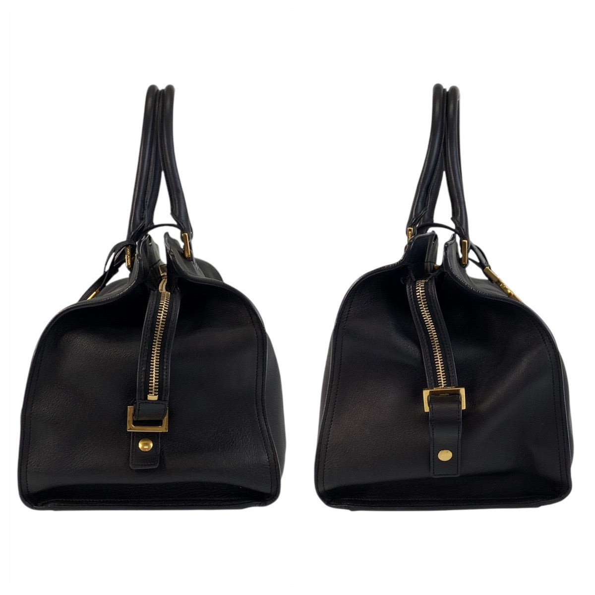 17195
SAINT LAURENT PARIS サンローランパリ YSL スモールカバス ブラック 黒 ゴールド金具 レザー ハンドバッグ トートバッグ  レディース