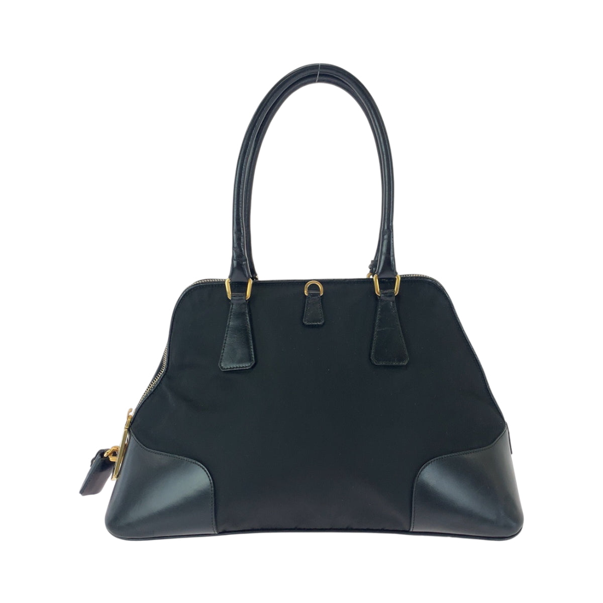 17196
PRADA プラダ テスート 三角ロゴプレート ブラック 黒 ゴールド金具 ナイロン ハンドバッグ トートバッグ ショルダーバッグ  レディース ABP42
