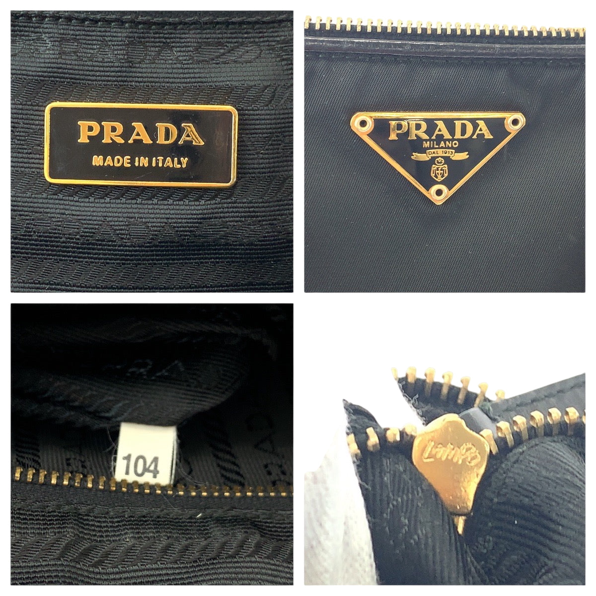 17196
PRADA プラダ テスート 三角ロゴプレート ブラック 黒 ゴールド金具 ナイロン ハンドバッグ トートバッグ ショルダーバッグ  レディース ABP42
