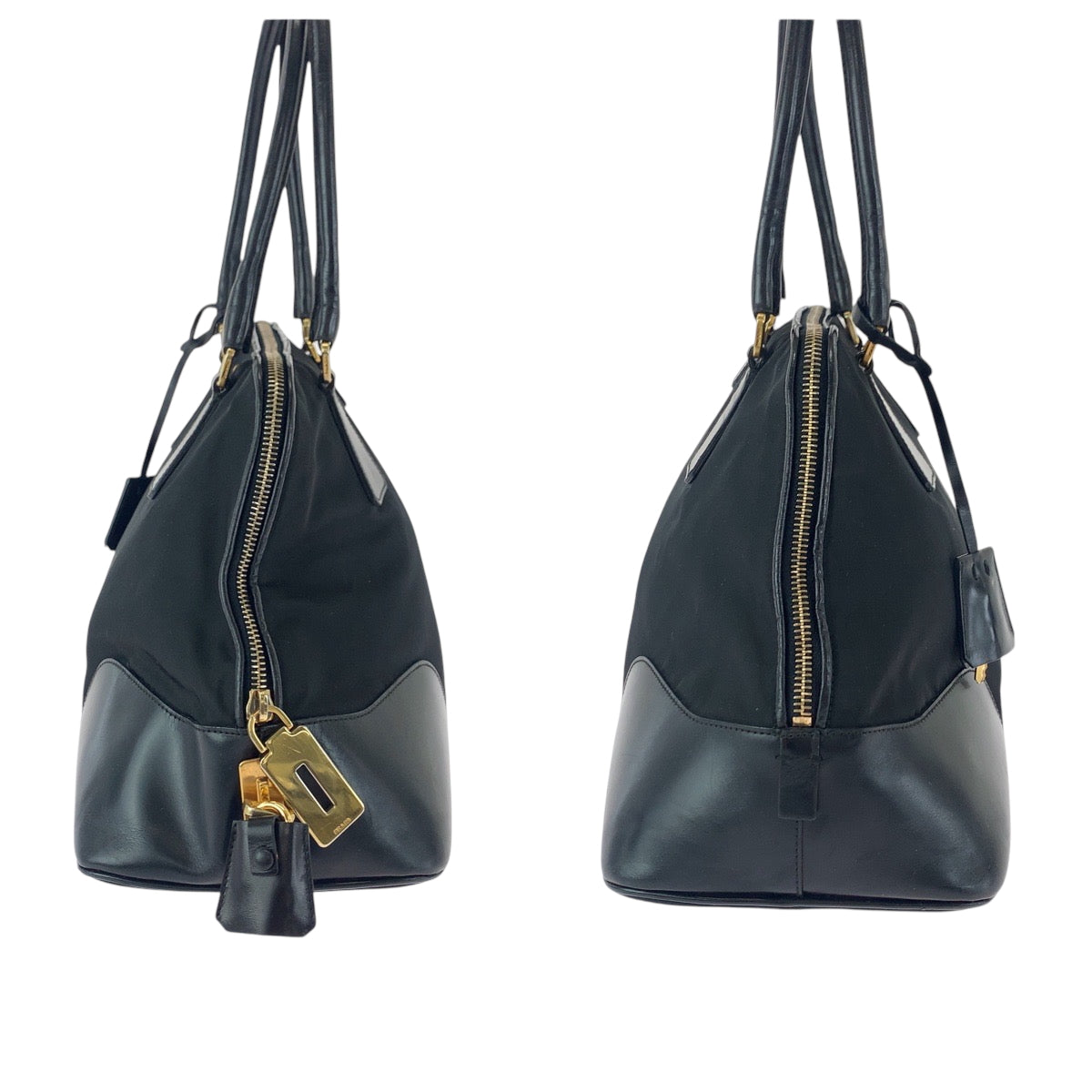 17196
PRADA プラダ テスート 三角ロゴプレート ブラック 黒 ゴールド金具 ナイロン ハンドバッグ トートバッグ ショルダーバッグ  レディース ABP42