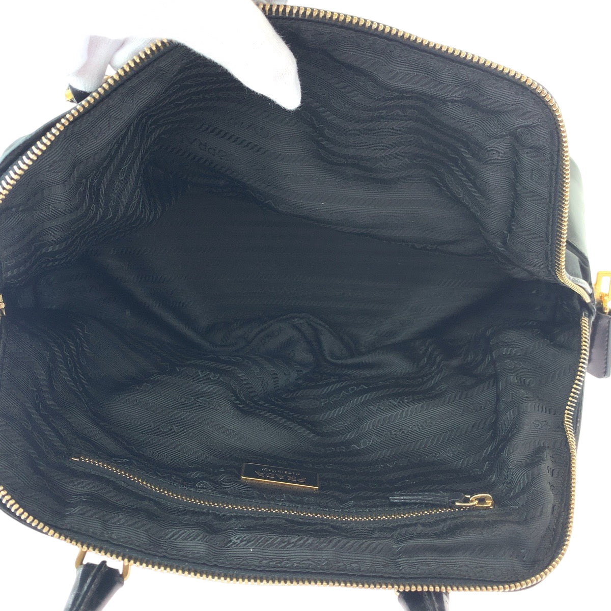 17196
PRADA プラダ テスート 三角ロゴプレート ブラック 黒 ゴールド金具 ナイロン ハンドバッグ トートバッグ ショルダーバッグ  レディース ABP42
