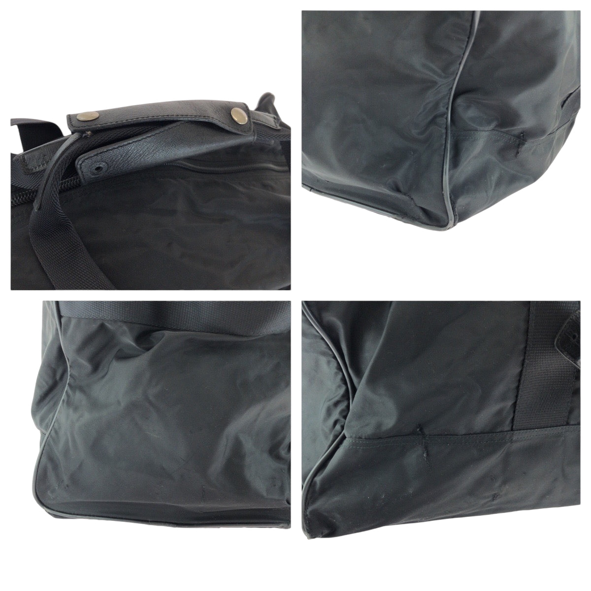 17197
PRADA プラダ テスート 三角ロゴプレート ブラック 黒 シルバー金具 ナイロン ボストンバッグ ハンドバッグ  メンズ AB42